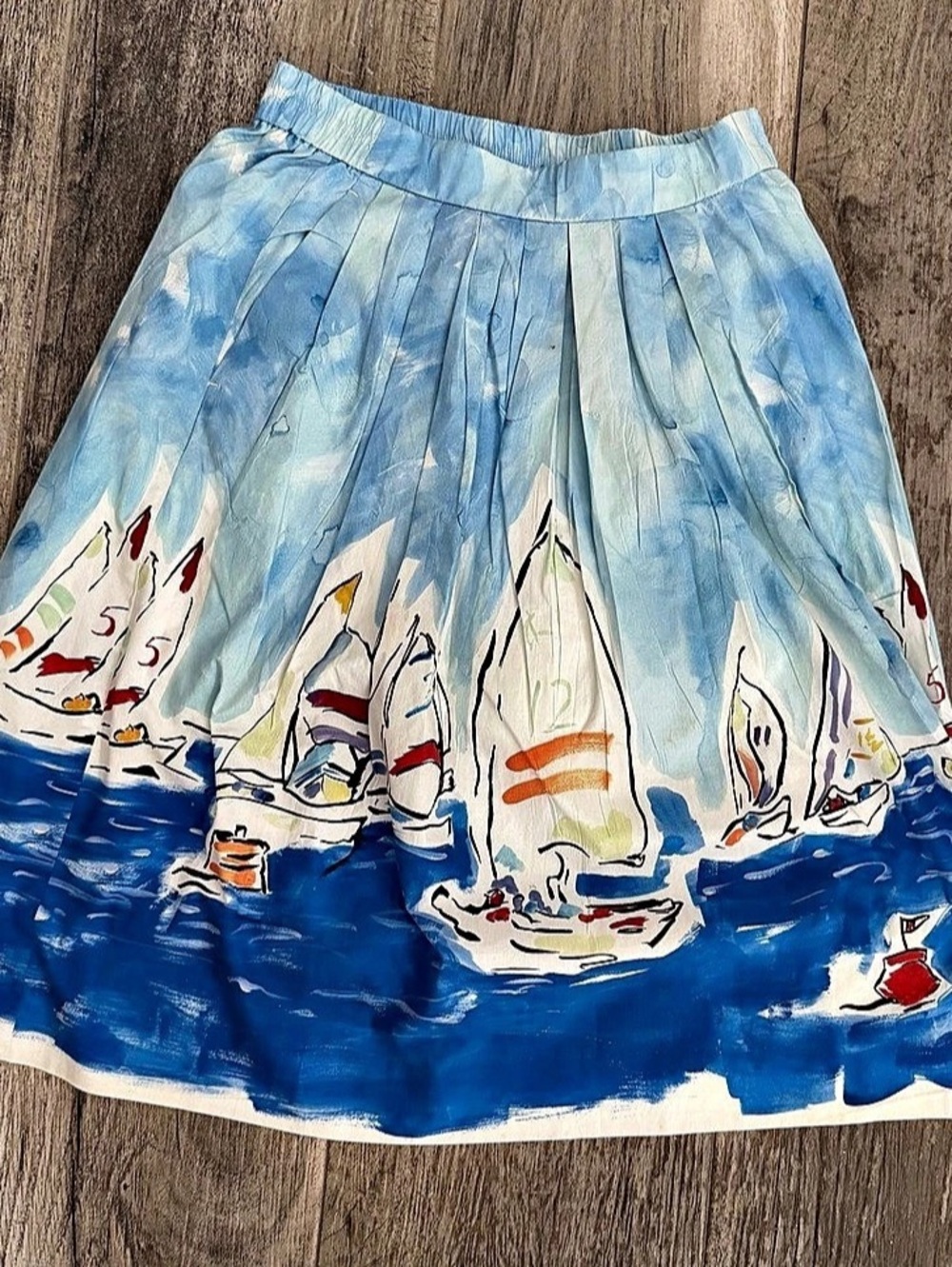 J.Crew Sailboat Print A-Line Watercolor Style Skirt in Blue & White Size XS